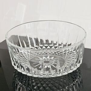Vintage 7.5"x3.5" Arcoroc France Clear Glass Diamond Star Etched Motif Dessert
